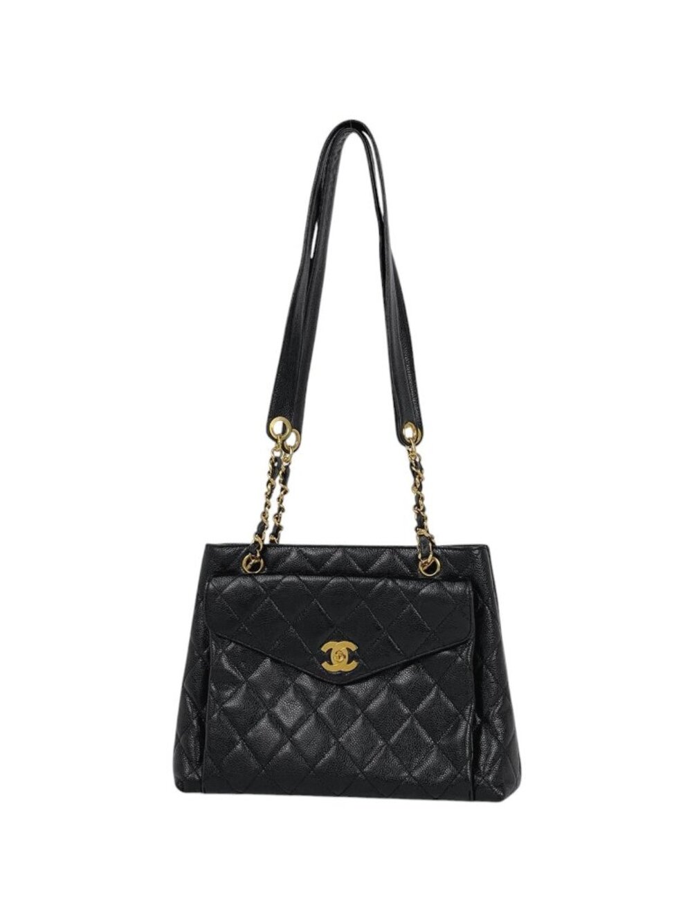 Chanel Tote Bag CC Logo Caviar Leather Black